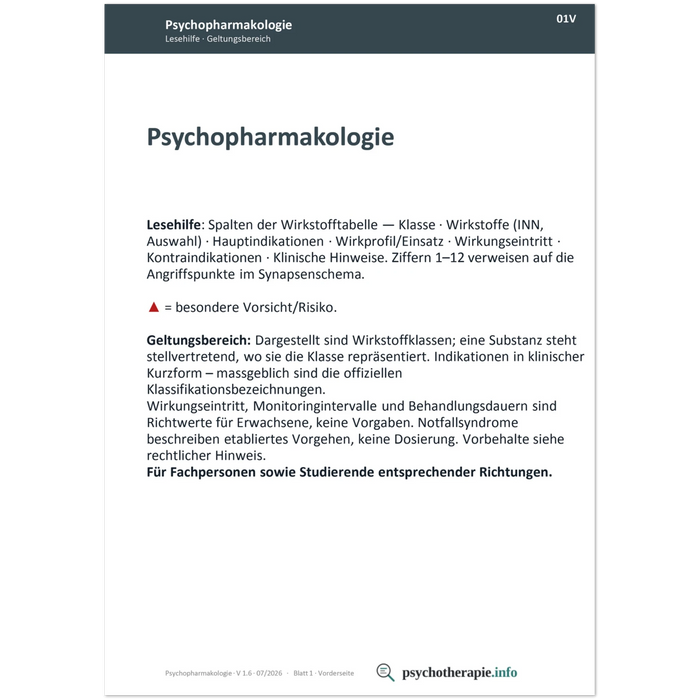 Psychopharmakologie — Ringbuch A6