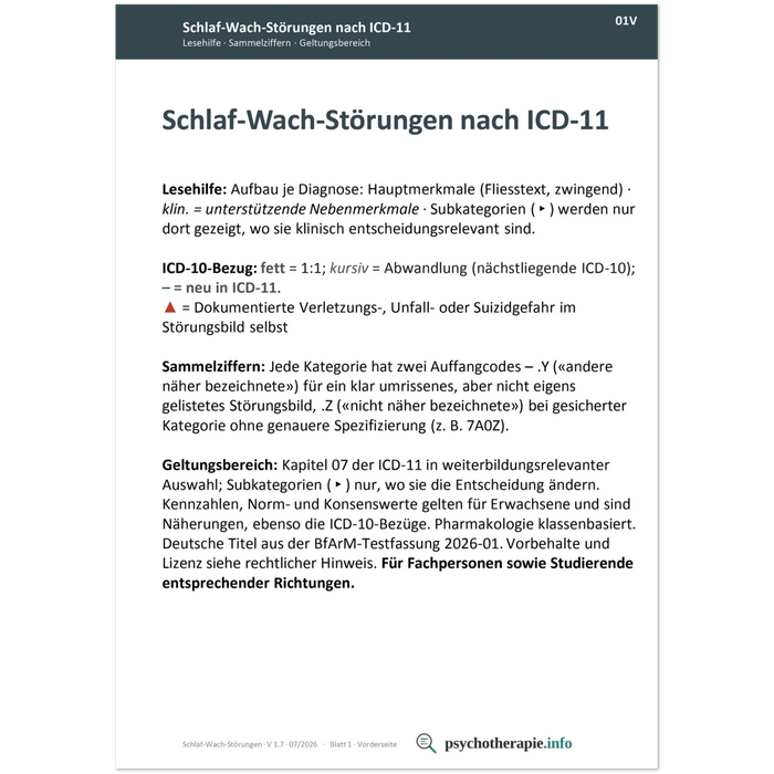 Schlaf-Wach-Störungen nach ICD-11 — Ringbuch A6