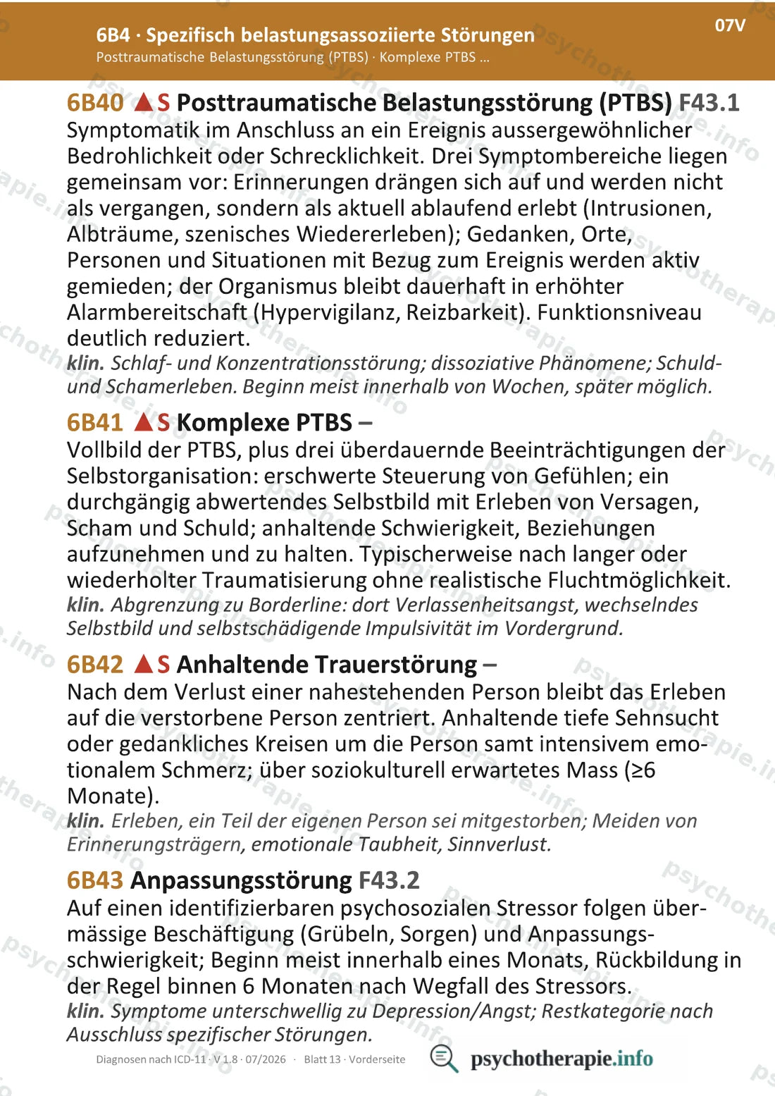 Psychiatrische und psychologische Diagnosen nach ICD-11 — Ringbuch A6
