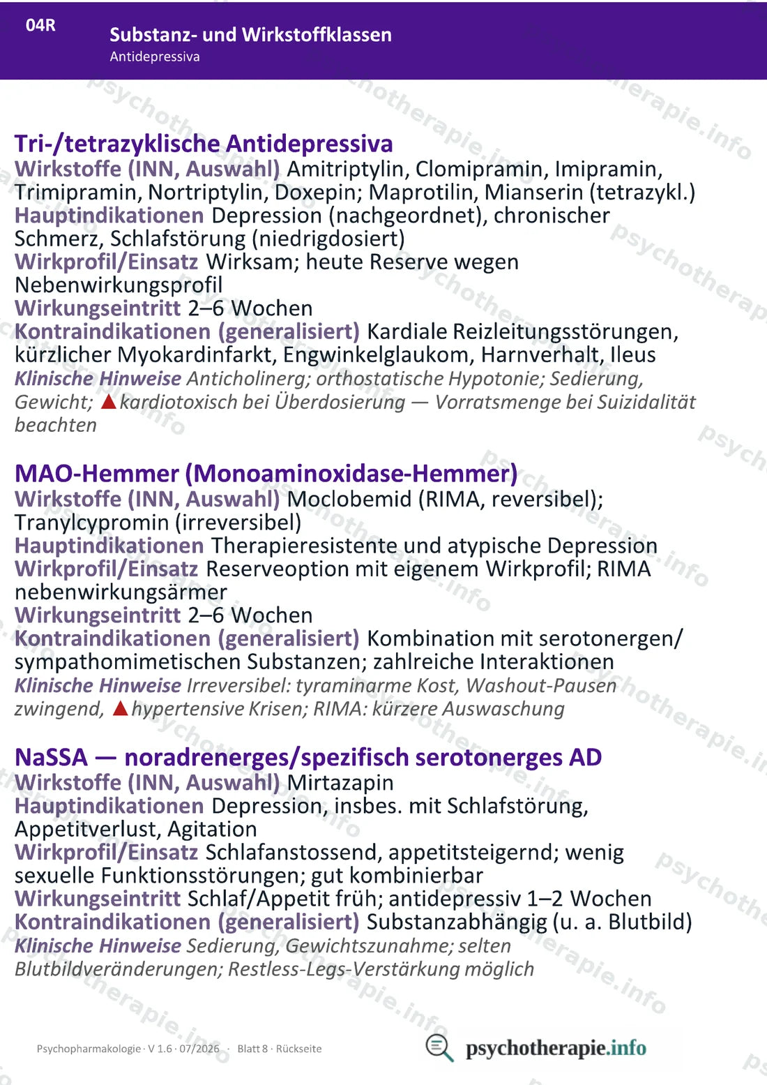 Psychopharmakologie — Ringbuch A6