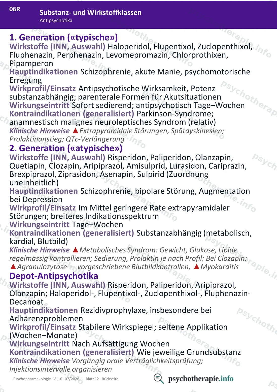 Psychopharmakologie — Ringbuch A6